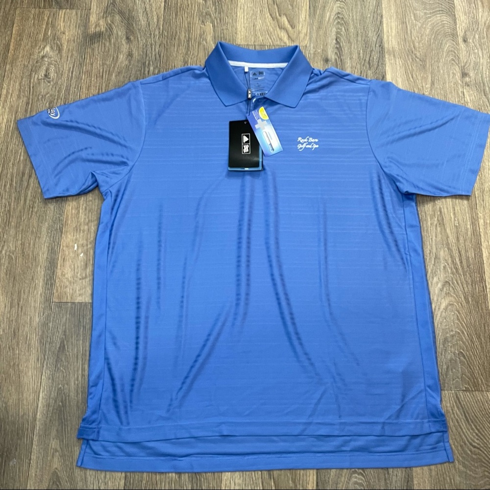 NWT Adidas Climacool Mens Golf Short Sleeve Polo Shirt Blue Size XL Relaxed